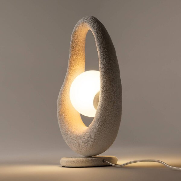 Maytoni Lampada da tavolo Opus, Bianco / Opale, Camera da letto, Metallo, Lampada da tavolo