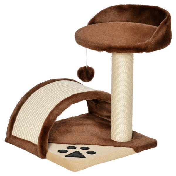 PawHut Albero Tiragraffi per Gatti per Gioco e Relax 36x36x44 cm Marrone|Aosom
