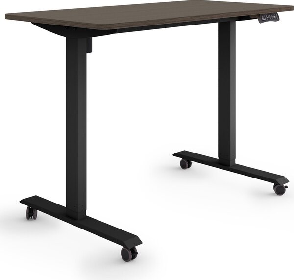 ESMART Germany ETX-121BE 120 x 60 cm Decorazione ebano Scrivania ergonomica in piedi/seduta su rotelle Regolabile elettricamente in altezza in modo continuo 78,5 - 128,5 cm 3x porta di ricarica USB con memoria Promemoria attività
