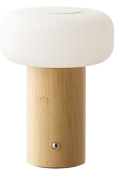 Lampada da tavolo bianca/di colore naturale in bambù con paralume in plastica (altezza totale 18 cm) Stafford – House Nordic
