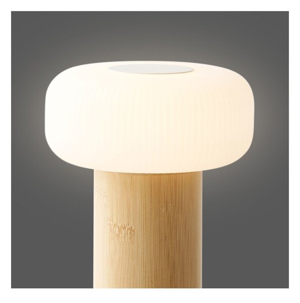 Lampada da tavolo bianca/di colore naturale in bambù con paralume in plastica (altezza totale 18 cm) Stafford – House Nordic