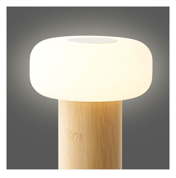 Lampada da tavolo bianca/di colore naturale in bambù con paralume in plastica (altezza totale 18 cm) Stafford – House Nordic