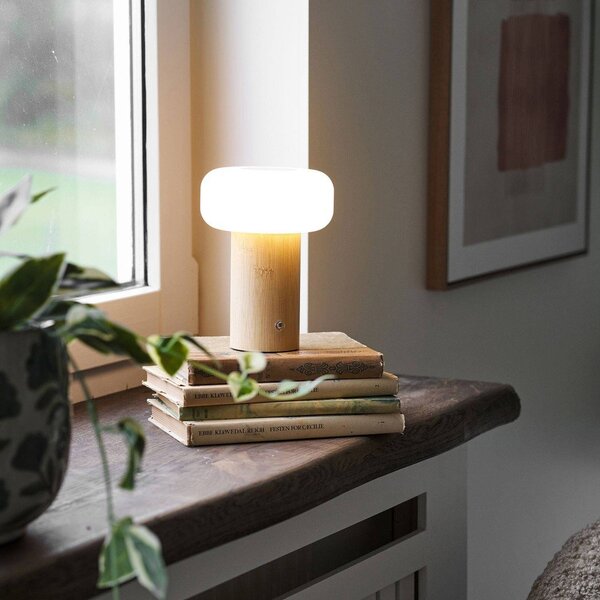 Lampada da tavolo bianca/di colore naturale in bambù con paralume in plastica (altezza totale 18 cm) Stafford – House Nordic
