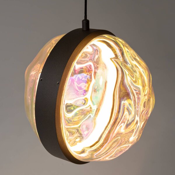 Maytoni Lampada a sospensione in vetro Misterio, dimmerabile, Nero, Soggiorno / Sala da pranzo, Metallo, Lampada a sospensione