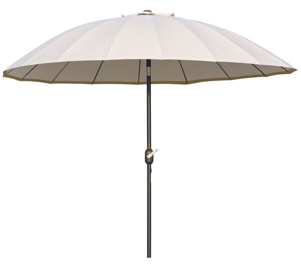Outsunny Ombrellone da Giardino e Terrazza con Manovella, 18 Stecche e Testa Inclinabile, Ф255x240cm Crema