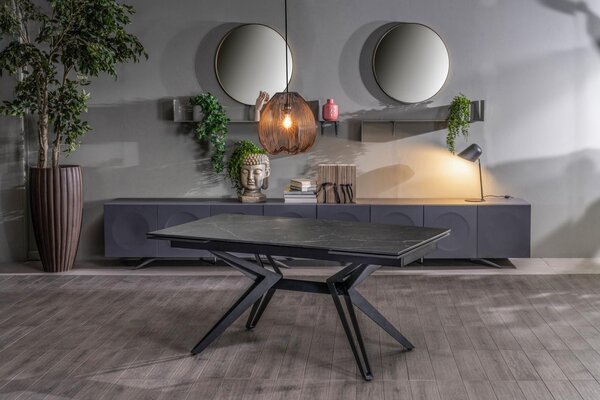 Tavolo Allungabile 160/240x90x76 cm in Ceramica Match 3 Nero Opaco