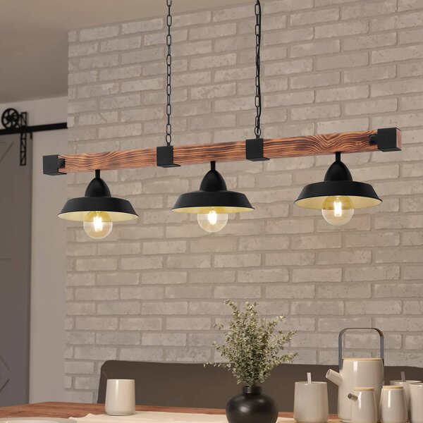 EGLO Lampada a sospensione Oldbury, dimmerabile, Nero, Soggiorno / Sala da pranzo, Metallo, Campagna / Rustiche, Lampada a sospensione