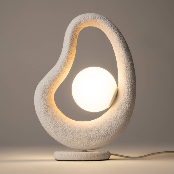 Maytoni Lampada da tavolo Opus, Bianco / Opale, Camera da letto, Metallo, Lampada da tavolo