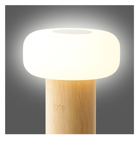 Lampada da tavolo bianca/di colore naturale in bambù con paralume in plastica (altezza totale 18 cm) Stafford – House Nordic