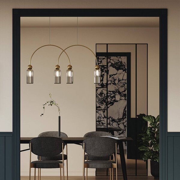 Maytoni Lampada a sospensione in vetro Antic, dimmerabile, Ottone / Oro, Soggiorno / Sala da pranzo, Metallo, Lampada a sospensione