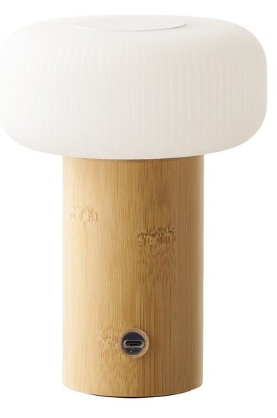 Lampada da tavolo bianca/di colore naturale in bambù con paralume in plastica (altezza totale 18 cm) Stafford – House Nordic