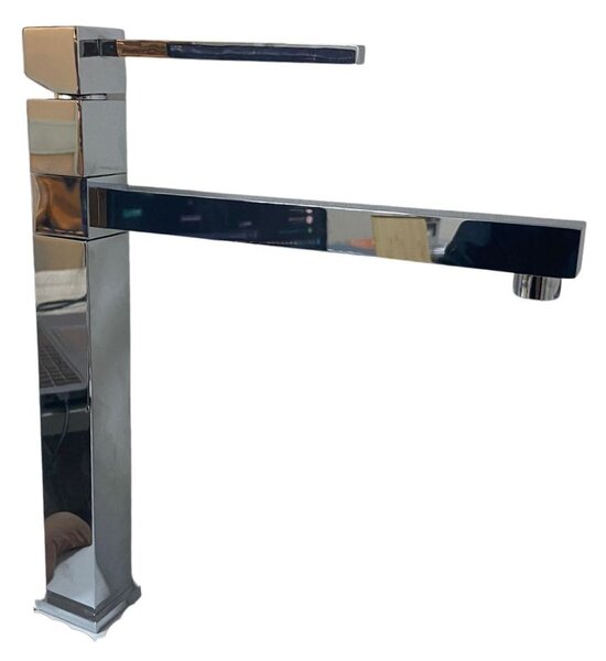 Rubinetto Cucina Miscelatore Monocomando Lavello Canna Dritta Girevole in Ottone Egeo Cromato