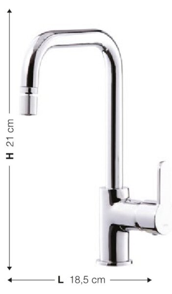 Rubinetto Cucina Miscelatore Monocomando Lavello in Ottone Lento Cromato