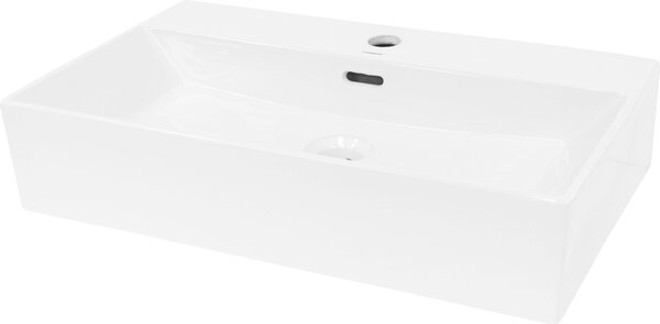 LuxeBath Lavabo Lavabo da appoggio Square, 60,5x36,5x13 cm, bianco, Vetroceramica