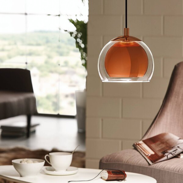 EGLO Lampada a sospensione Rocamar, dimmerabile, Rame, Soggiorno / Sala da pranzo, Metallo, Moderno, Lampada a sospensione