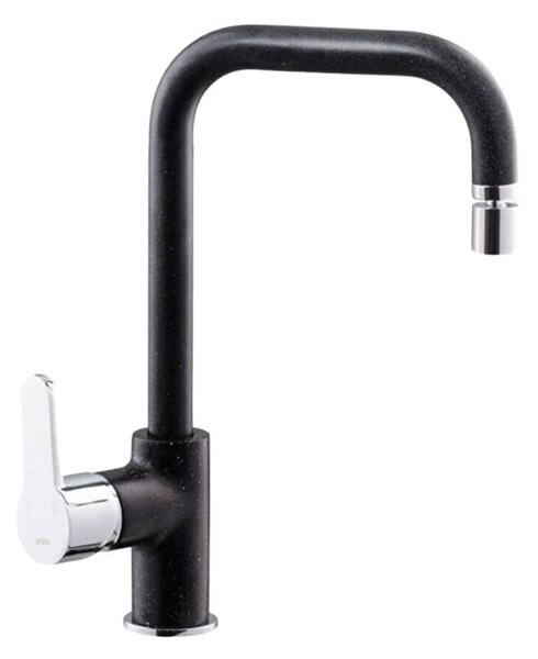Rubinetto Cucina Miscelatore Monocomando Lavello Canna Tonda in Ottone Lento Nera