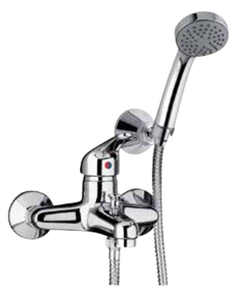 Kit Doccino e Miscelatore Monocomando per Vasca da Parete in Ottone Paini Cromato