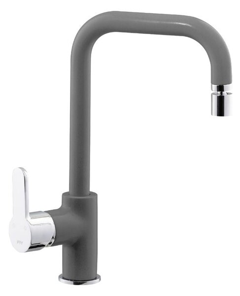 Rubinetto Cucina Miscelatore Monocomando Lavello Canna Tonda in Ottone Lento Cromato