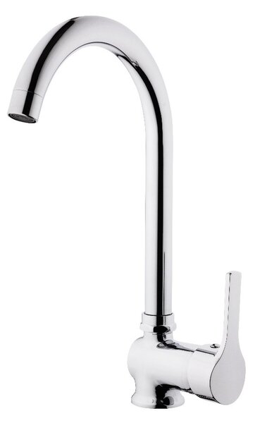 Rubinetto Cucina Miscelatore Monocomando Lavello Canna Tonda in Ottone Bluevye Cromato