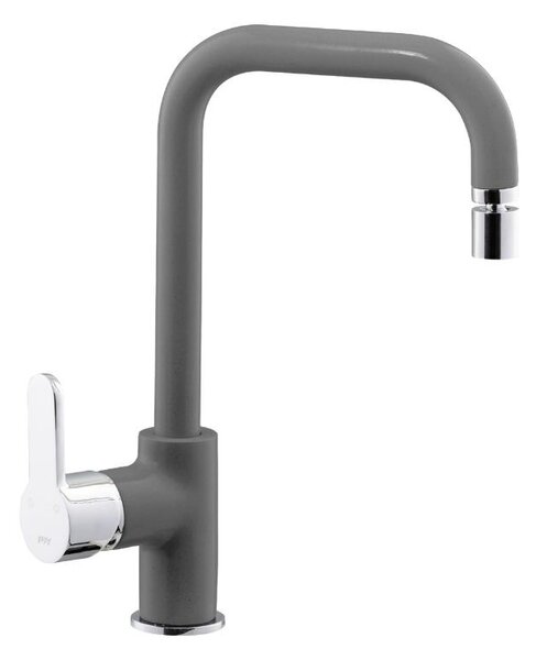 Rubinetto Cucina Miscelatore Monocomando Lavello Canna Tonda in Ottone Lento Cromato