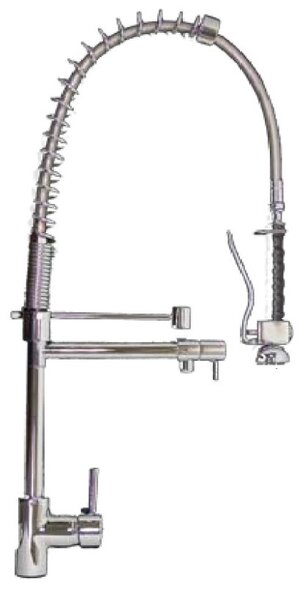 Rubinetto Cucina Miscelatore Monocomando Lavello con Molla Girevole in Ottone Grand Chef Cromato