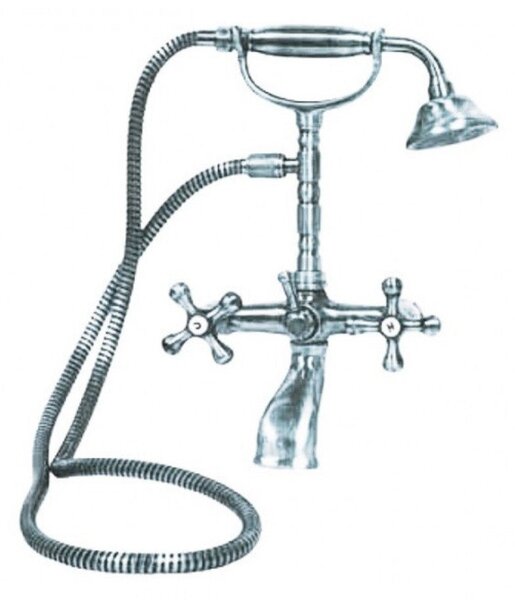 Kit Doccino e Miscelatore Doppio Comando per Vasca in Ottone Lecce Classic Cromato