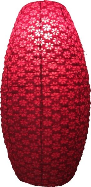 Paralume ovale in carta Lokta, lampada a sospensione Coronada - rosso, carta Lokta, 60*30*30 cm, paralumi asiatici in carta e tessuto