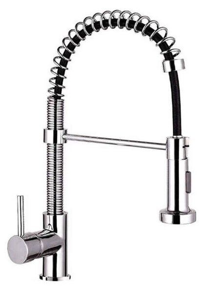 Rubinetto Cucina Miscelatore Monocomando Doccetta Estraibile a Molle in Ottone Anaconda Cromato