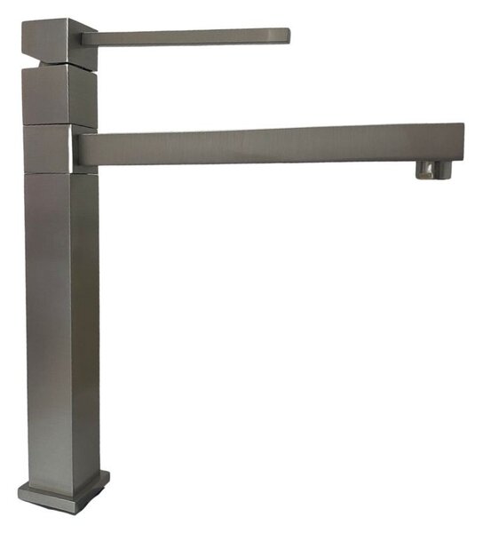 Rubinetto Cucina Miscelatore Monocomando Lavello Canna Dritta Girevole in Ottone Egeo Finitura Inox