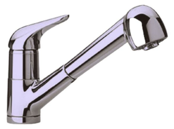 Rubinetto Cucina Miscelatore Monocomando Doccetta Estraibile in Ottone Paini Satinato