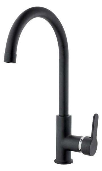 Rubinetto Cucina Miscelatore Monocomando Lavello Canna Tonda in Ottone Granito Plus Nero