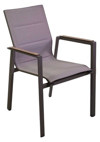 Sedia da Giardino 56x66xh90 cm in Alluminio e Texilene Riverside Tortora