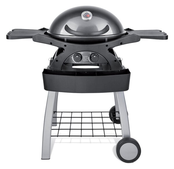Barbecue a Gas GPL 2 Fuochi 5,2kW 2 Ripiani con Carrello Twin Grill Grigio
