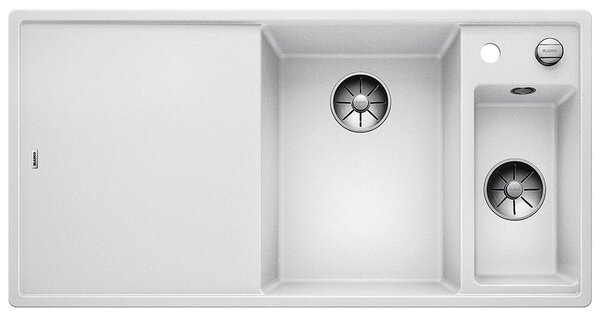 BLANCO AXIA III 6 S-F, SILGRANIT® PuraDur®, bianco, lavabo a destra, con scarico a distanza, incluso tagliere in legno