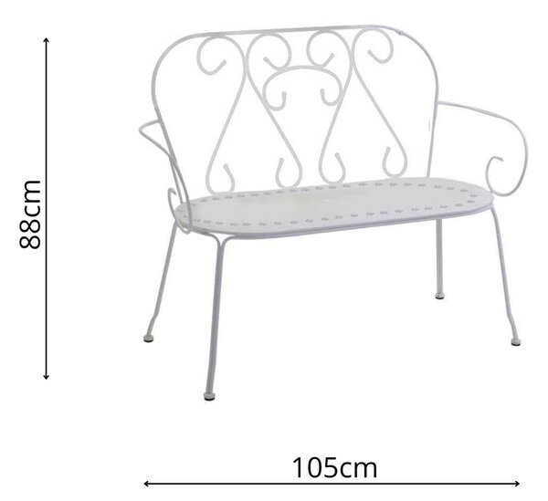 Panchina da Giardino 105x48xh88 cm in Metallo New Old Bianco