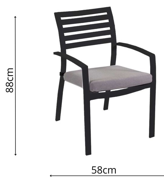 Sedia da Giardino 58x57xh88 cm in Alluminio Boston Antracite