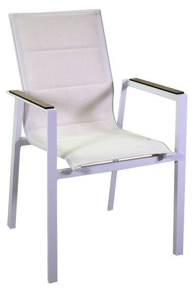 Sedia da Giardino 56x66xh90 cm in Alluminio e Texilene Riverside Bianco