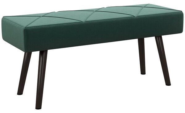 HOMCOM Panca Imbottita Fondoletto in Tessuto Effetto Velluto e Acciaio, 100x36x45 cm, Verde e Nero|Aosom