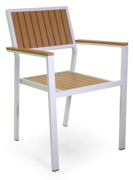 Sedia da Giardino 55X58xh83 cm in Alluminio e Polywood Bianco