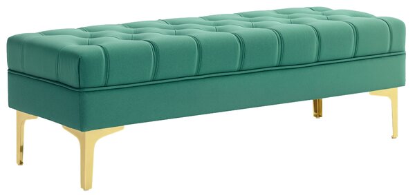 HOMCOM Cassapanca Contenitore Imbottita con Rivestimento Trapuntato in Tessuto Effetto Velluto,per fondoletto e ingresso, Verde Scuro| Aosom Italy
