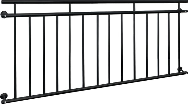 ECD Germany Balcone francese, 90x184 cm, con 14 barre di riempimento, nero opaco e ruvido, ringhiera per balconi in acciaio verniciato a polvere