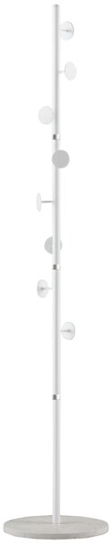 HOMCOM Albero Appendiabiti in Acciaio con 8 Ganci e Base Rotonda in Marmo, 35x35x170 cm, Bianco