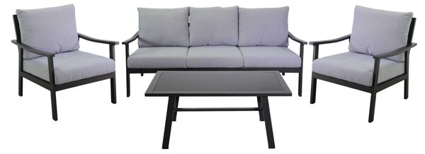 Set Salotto da Giardino Divano 2 Poltrone e Tavolino in Alluminio Shelton Antracite