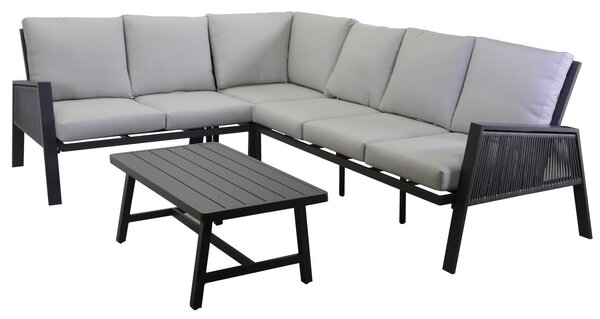Set Salotto da Giardino Divano Angolare e Tavolino in Alluminio Riverdale Antracite