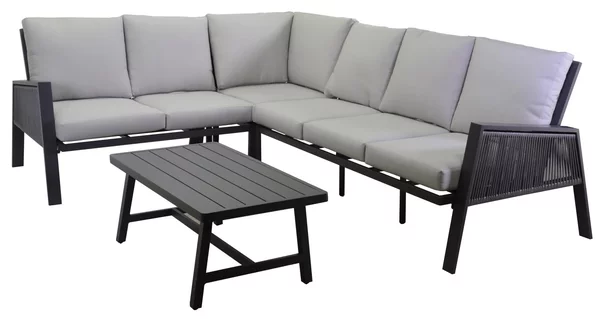 Set Salotto da Giardino Divano Angolare e Tavolino in Alluminio Riverdale Antracite