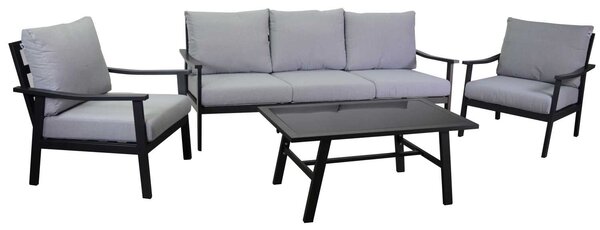 Set Salotto da Giardino Divano 2 Poltrone e Tavolino in Alluminio Shelton Antracite