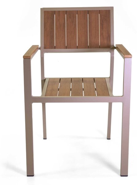 Sedia da Giardino 55X58xh83 cm in Alluminio e Polywood Tortora