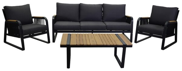 Set Salotto da Giardino Divano 2 Poltrone e Tavolino in Alluminio Idaho Antracite
