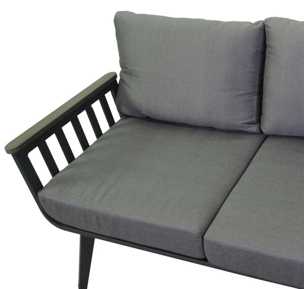 Set Salotto da Giardino Divano 2 Poltrone e Tavolino in Alluminio Medford Antracite