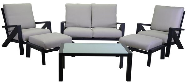 Set Salotto da Giardino Divano 2 Poltrone e Tavolino in Alluminio Miller Antracite